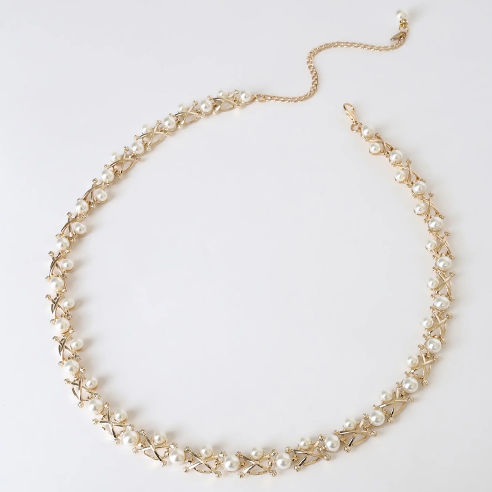 Treasure Your Love Gold and Pearl Chain Belt